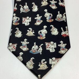 Robin Ruth Silk Black Tie with Chef Illustrations